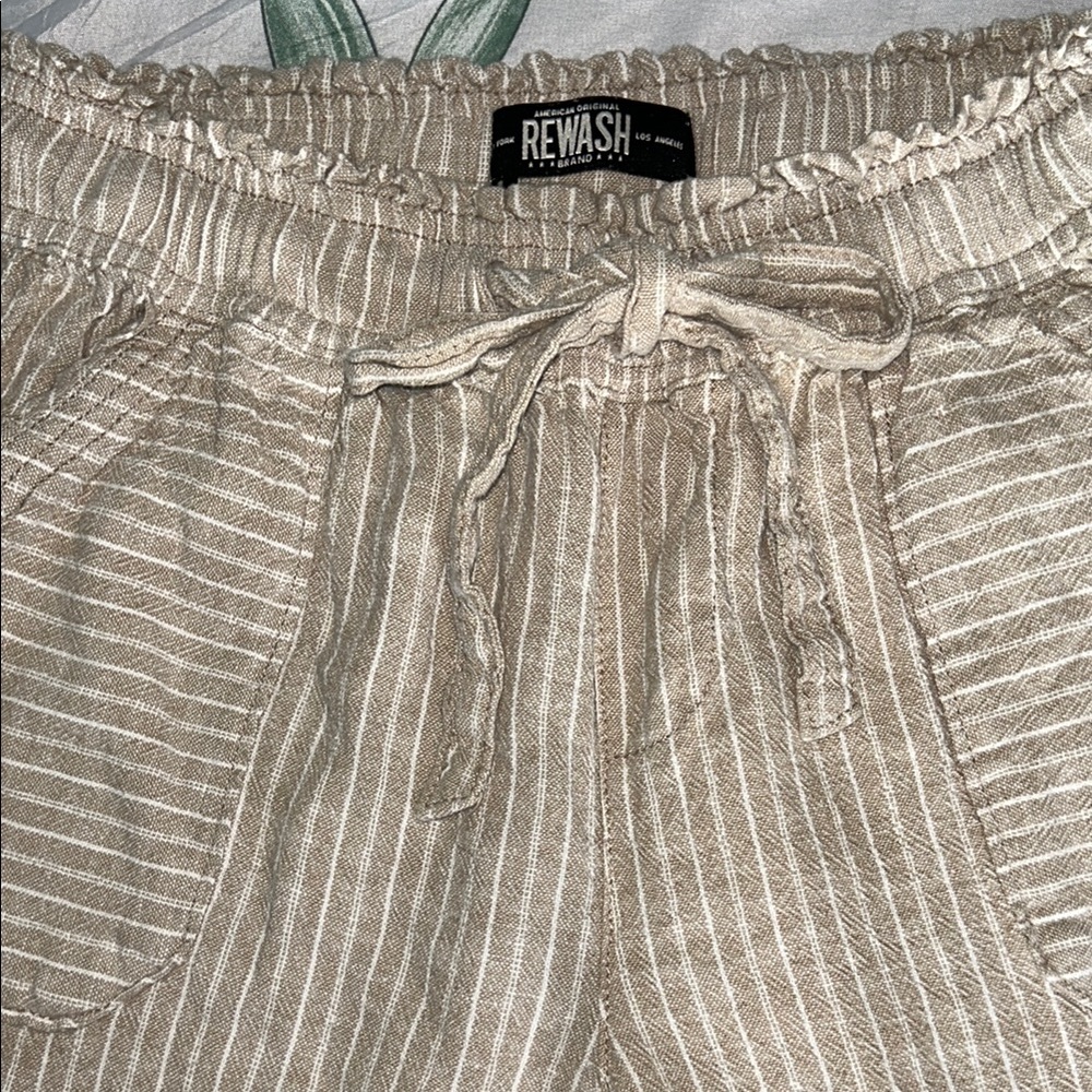Rewash Taupe Striped Drawstring Pants
